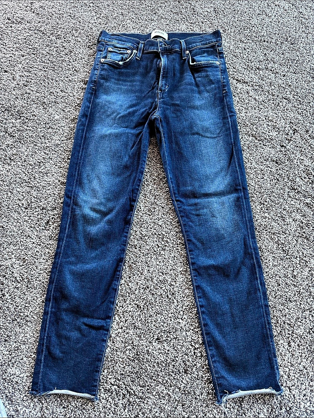 AGOLDE Sophie Crop Cropped Skinny Jeans in Blue Waist 28